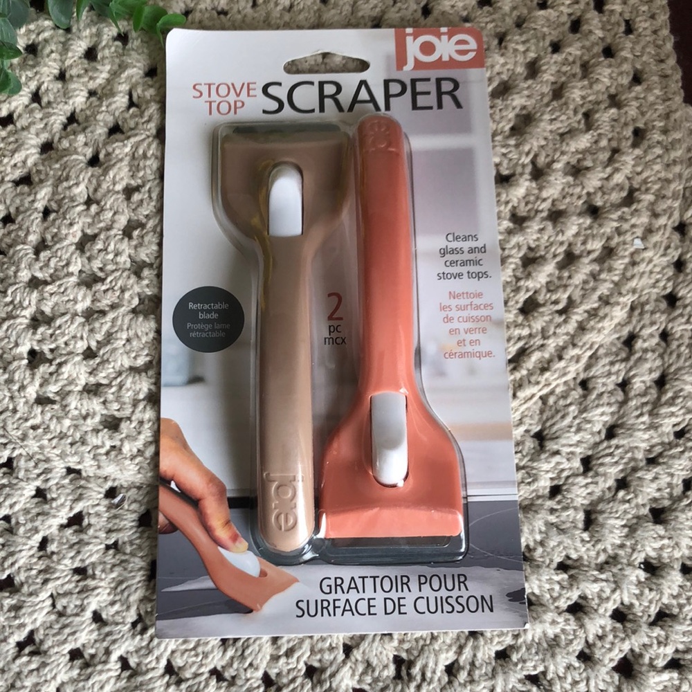 Joie Two-Piece Stove Top Scraper Set - Peach & Champagne